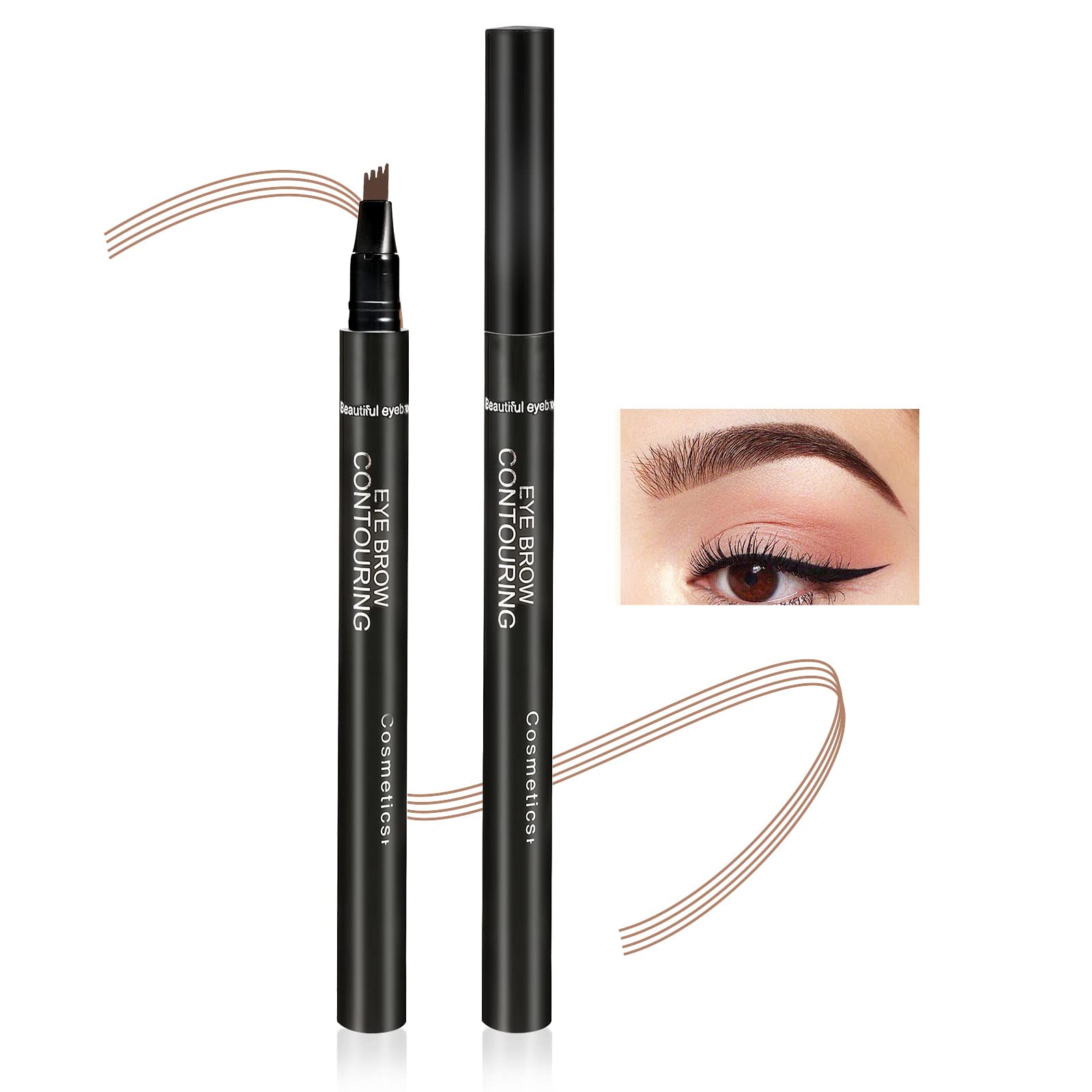 Boobeen Eyebrow Pen Waterproof Liquid Eyebrow Pencil, Microblading Eyebrow Pen with Precision Applicator, Creates Natural Eyebrow Makeup