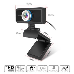 1080P Full HD Webcam,Computer Laptop PC Mac Desktop Webcam for Meetings and Video Calls Pro Stream Webcam with Plug and Play Video Calling, Built in Microphone,Black