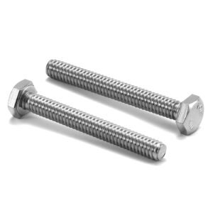 5/16-18 x 2" hex head screw bolt, 20pcs 18-8 (304) stainless steel, fully threaded, plain finish, by sg tzh