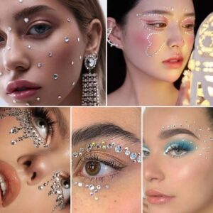 8 Sheets 4100 PCS White Pearl Rhinestone Stickers,3D Self Adhesive Face Gems Stick on Hair Eyes Face Body Makeup Flat Pearl Eyeshadow Sticker Tattoo Gem Women Nail Art Decoration DIY Craft Rhinestones