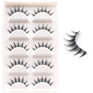 veleasha lashes 5d faux mink lashes 100% handmade luxurious fake eyelashes lightweight fluffy false eyelashes 5 pairs pack (009)