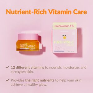 LALARECIPE Yuzu Vitamin C Face Cream | Skin Brightening Cream for Face w/Niacinamide | Glow Boosting Hydrating Face Moisturizer Face Cream for Dark Spots | Daily Moisturizer for Face (1.69 fl oz)