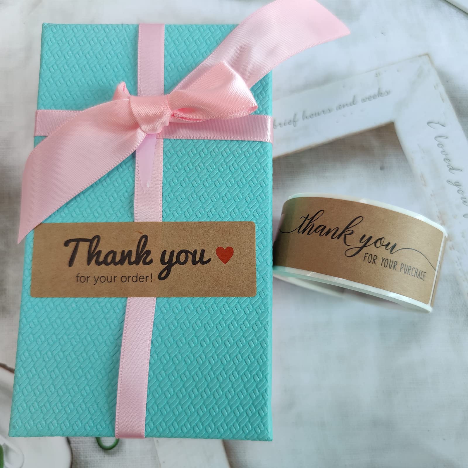 1" x 3" Thank You for Your Order Stickers Rectangle Gift Seal Kraft Paper Thank You for Your Purchase Stickers Labels for Business Wedding Party Decor Handmade Decoration Sticker (4 Rolls, 480 PCS)