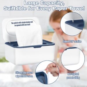 3 Pack Wipes Dispenser,Refillable Baby Wipe Dispenser,Baby Wipe Holder Keeps Wipes Fresh,Non-Slip Wipes Container with Sealing Design,Bathroom Tissues Wipes Case Box with Lids,Easy Open & Close