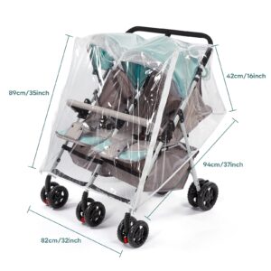 Double Stroller Rain Cover, Waterproof Weather Shield for Side by Side Baby Double Stroller, Twins Stroller Cover for Rain/Wind/Snow/Cold/Dust, Baby Outdoor Accessories