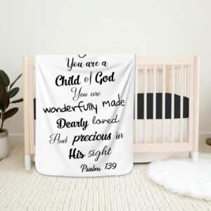 Personalized Cotton Swaddle Baby Blankets with Name – ‘Child of God’ Quote Blanket for Baptism, Christening, Godson, Goddaughter, Boy or Girl, Baby Shower – Super Soft, Breathable