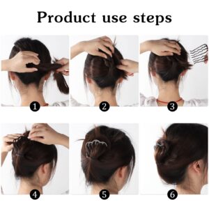 8 Piece U-Shape Hair Combs for Women's French Twist Updo and Bun Vintage Styling (Black)