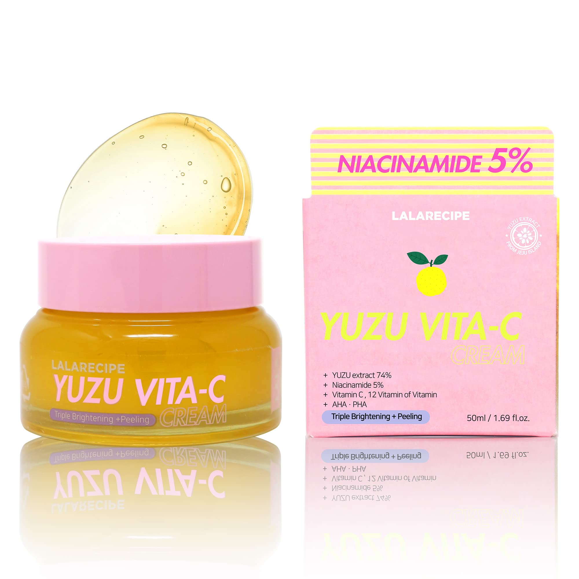 LALARECIPE Yuzu Vitamin C Face Cream | Skin Brightening Cream for Face w/Niacinamide | Glow Boosting Hydrating Face Moisturizer Face Cream for Dark Spots | Daily Moisturizer for Face (1.69 fl oz)