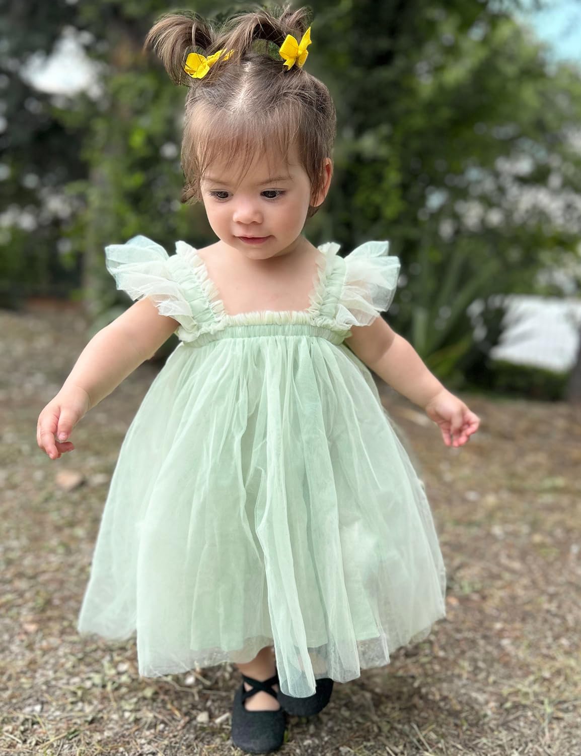 AGQT Baby Girls Tutu Dress Sleeveless Toddler Infant Tulle Tutu Dresses Birthday Party Flower Wedding Layered Lace Mini Layers Dress Light Green Size 4-5T