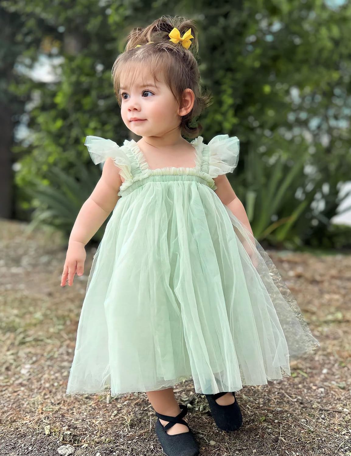 AGQT Baby Girls Tutu Dress Sleeveless Toddler Infant Tulle Tutu Dresses Birthday Party Flower Wedding Layered Lace Mini Layers Dress Light Green Size 4-5T