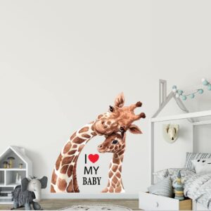 Animal Wall Stickers,Giraffe Wall Decals,Peel and Stick Removable Wall Decor DIY Art Mural Decoration,Jungle Wallpaper for Kids Baby Nursery Kindergarten Boys Girls Bedroom Living Room