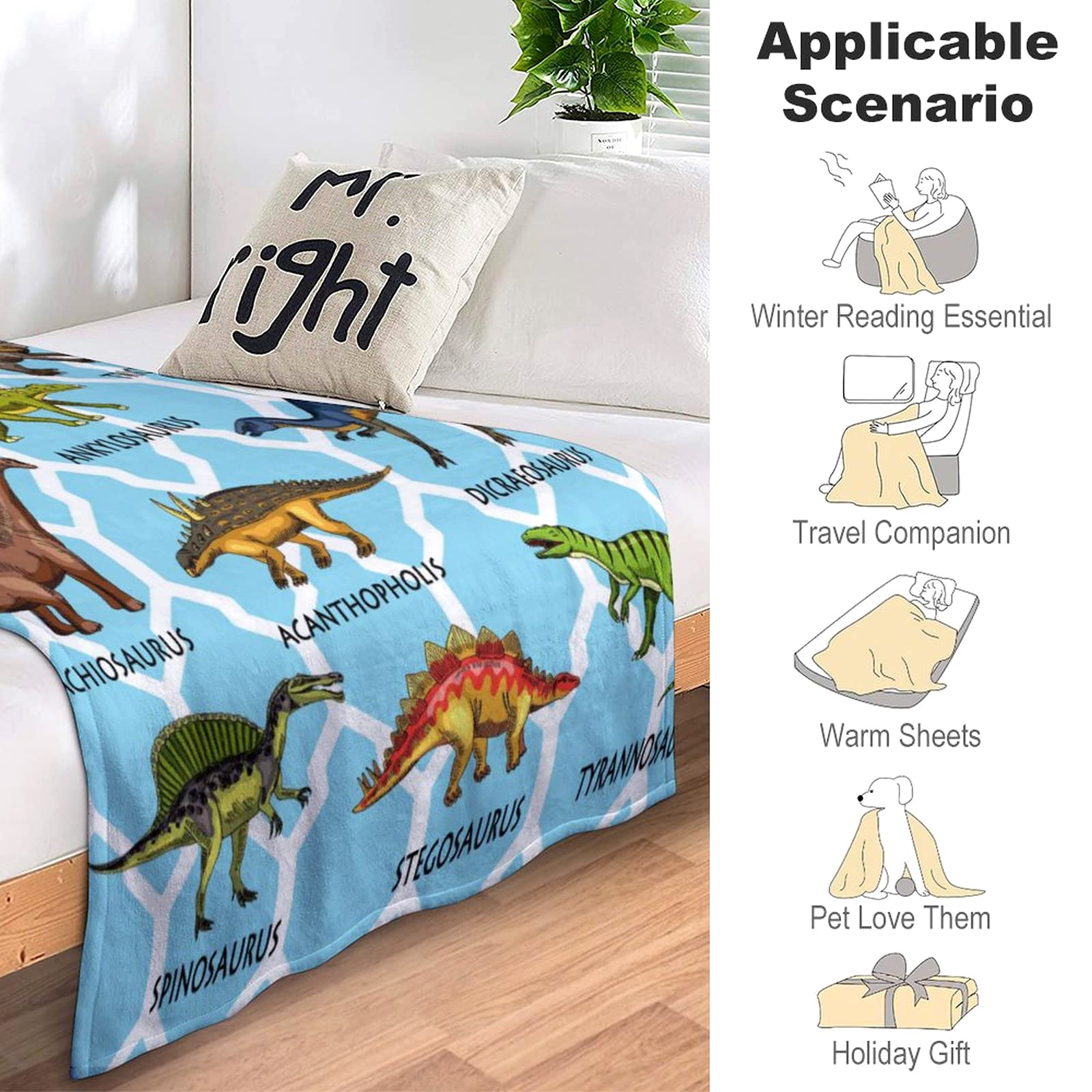 Gissy Studio Dinosaur Blanket for Boys Girls Kids Toddler Flannel Throw Blanket Baby Dinosaurs Gifts for Children Sofa Bedroom Living Room 60"x50"