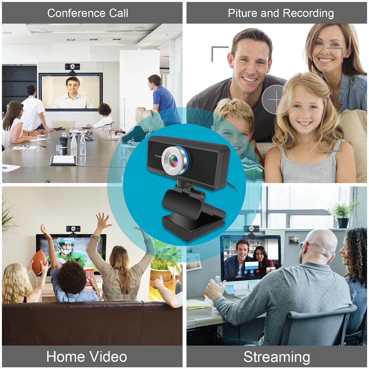 1080P Full HD Webcam,Computer Laptop PC Mac Desktop Webcam for Meetings and Video Calls Pro Stream Webcam with Plug and Play Video Calling, Built in Microphone,Black