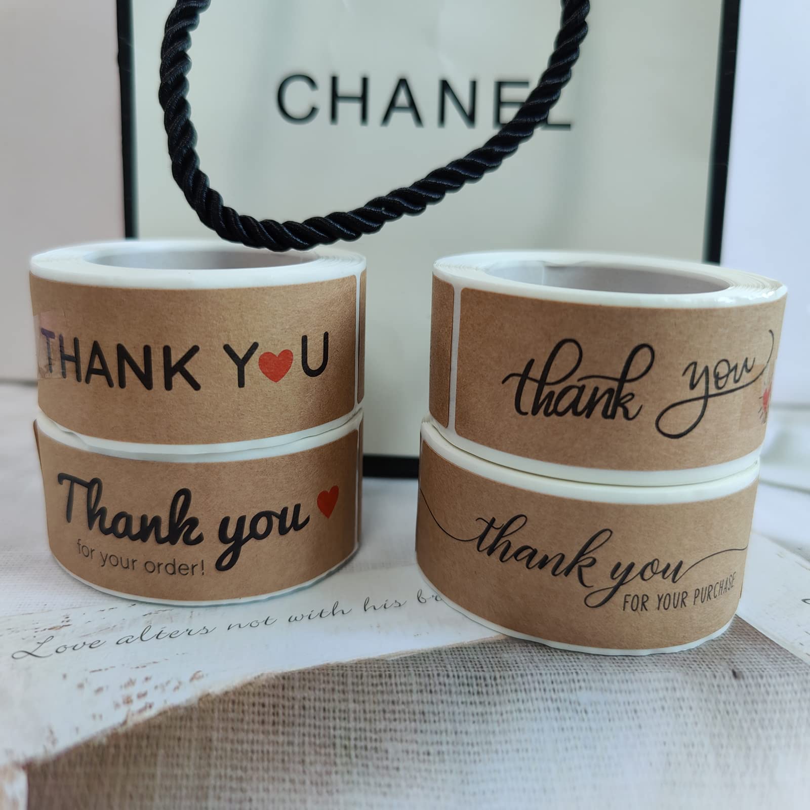 1" x 3" Thank You for Your Order Stickers Rectangle Gift Seal Kraft Paper Thank You for Your Purchase Stickers Labels for Business Wedding Party Decor Handmade Decoration Sticker (4 Rolls, 480 PCS)