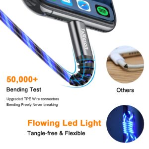 LED iPhone Charger Cord Light Up Lightning Cable | MFi Certified Apple Charger | Cool USB Fast Charging for iPhone 14 13 12 11 Pro Max XR X SE 8 Plus, iPad iPod and More (Blue, 3ft)