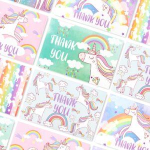 AnyDesign Thank You Cards 30 Pack Rainbow Note Cards with Matching Seal Stickers Envelopes Cartoon Greeting Blank Cards for Baby Shower Wedding Birthday Party Supplies, 4 x 6 Inch