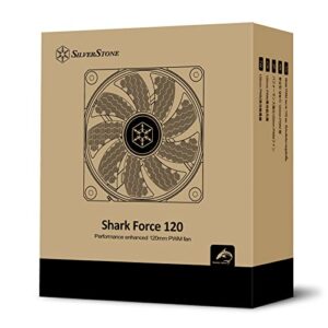 SilverStone Technology Shark Force 120 Performance Enhanced 120mm PWM Fan with Shark Skin Pattern Fan Blades, SST-SF120B, Black