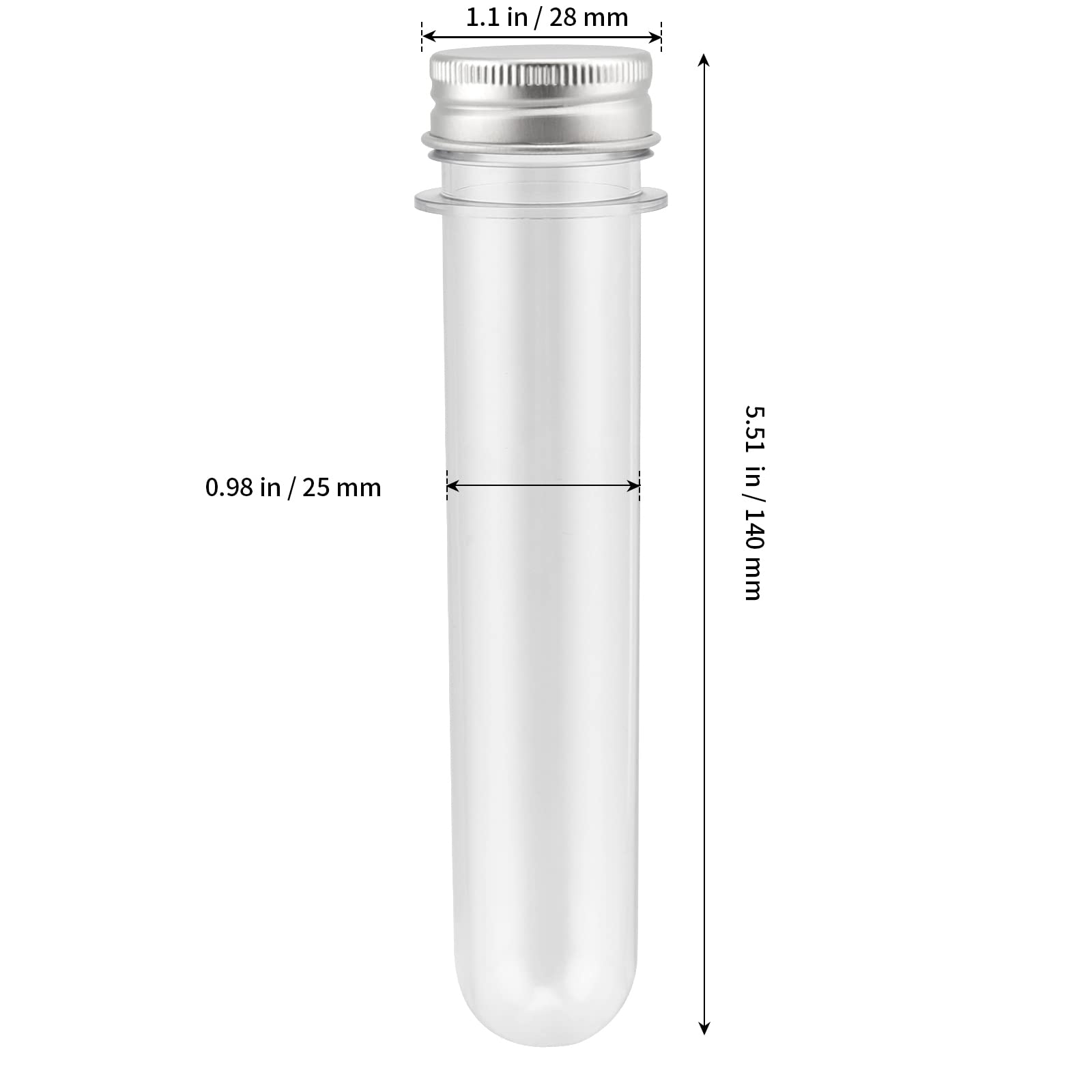 SHEUTSAN 60 Pack 40ml Clear Plastic Test Tubes, 23 x 140mm Clear Candy Tubes with Screw Caps, Sample Test Tubes Containers for Gumball Candy Storage, Bath Salt, Party Favors