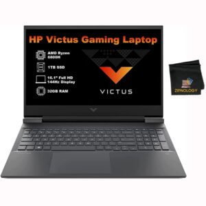 HP Victus 16.1'' Gaming Laptop FHD 144Hz Display AMD Ryzen 7 6800H, 32GB DDR4 RAM 1TB SSD, GeForce RTX 3050 Ti,SD Card Reader, HDMI, Backlit Keyboard, Wi-Fi 6, Windows 11+ Zipnology Cloth