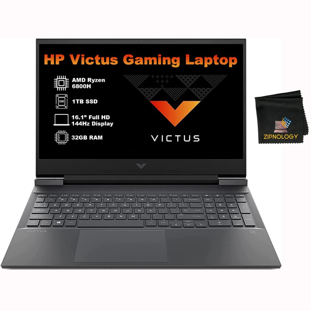 HP Victus 16.1'' Gaming Laptop FHD 144Hz Display AMD Ryzen 7 6800H, 32GB DDR4 RAM 1TB SSD, GeForce RTX 3050 Ti,SD Card Reader, HDMI, Backlit Keyboard, Wi-Fi 6, Windows 11+ Zipnology Cloth