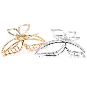 Ahoney Butterfly Metal Hair Clips 4.3" Gold Non-Slip Cute Fashion Shark Accessories for Women (Butterfly)