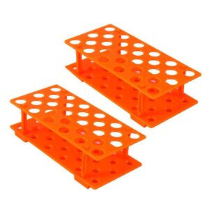 yxq 28 well centrifuge tube rack，orange test tube holder for 10ml/15ml detachable plastic stand (2 packs)