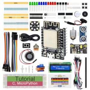 freenove super starter kit for esp8266 (included) (compatible with arduino ide), esp-12s onboard wi-fi, micropython c code, 496-page detailed tutorial, 173 items, 77 projects