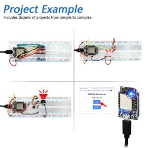 Freenove Basic Starter Kit for ESP8266 (Included) (Compatible with Arduino IDE), ESP-12S Onboard Wi-Fi, MicroPython C Code, 339-Page Detailed Tutorial, 140 Items, 50 Projects