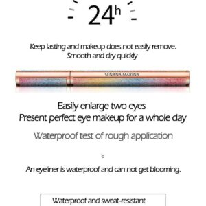 4d Silk Fiber Lash Mascara, SENANA MARINA Eyeliner & Mascara Set - Black Liquid Eyeliner Pencil/Waterproof Mascara - Sky High Mascara Black Volume and Length Lengthening No Clumping