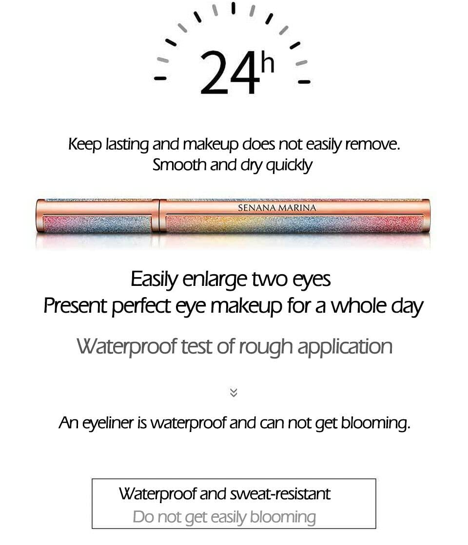 4d Silk Fiber Lash Mascara, SENANA MARINA Eyeliner & Mascara Set - Black Liquid Eyeliner Pencil/Waterproof Mascara - Sky High Mascara Black Volume and Length Lengthening No Clumping