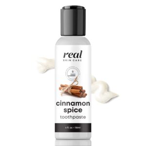 real skin care coconut toothpaste | handmade in the usa | cinnamon spice | all natural organic fluoride free toothpaste for healthy smiles | flavored toothpaste for adults & kids with essential oils