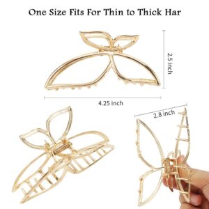 Ahoney Butterfly Metal Hair Clips 4.3" Gold Non-Slip Cute Fashion Shark Accessories for Women (Butterfly)