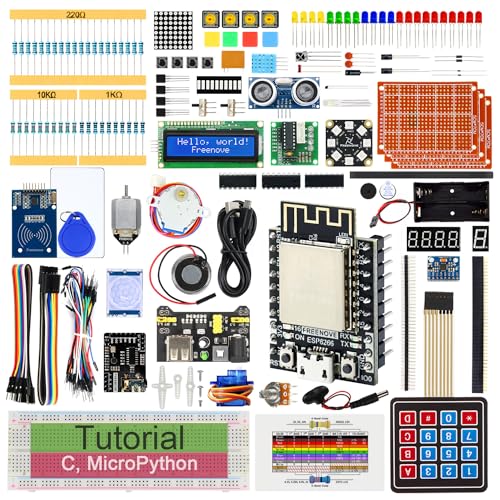 Freenove Ultimate Starter Kit for ESP8266 (Included) (Compatible with Arduino IDE), ESP-12S Onboard Wi-Fi, MicroPython C Code, 714-Page Detailed Tutorial, 218 Items, 109 Projects