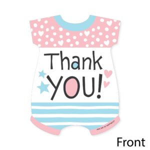 Big Dot of Happiness Baby Gender Reveal - Shaped Thank You Cards - Team Boy or Girl Party Thank You Note Cards with Envelopes - Set of 12