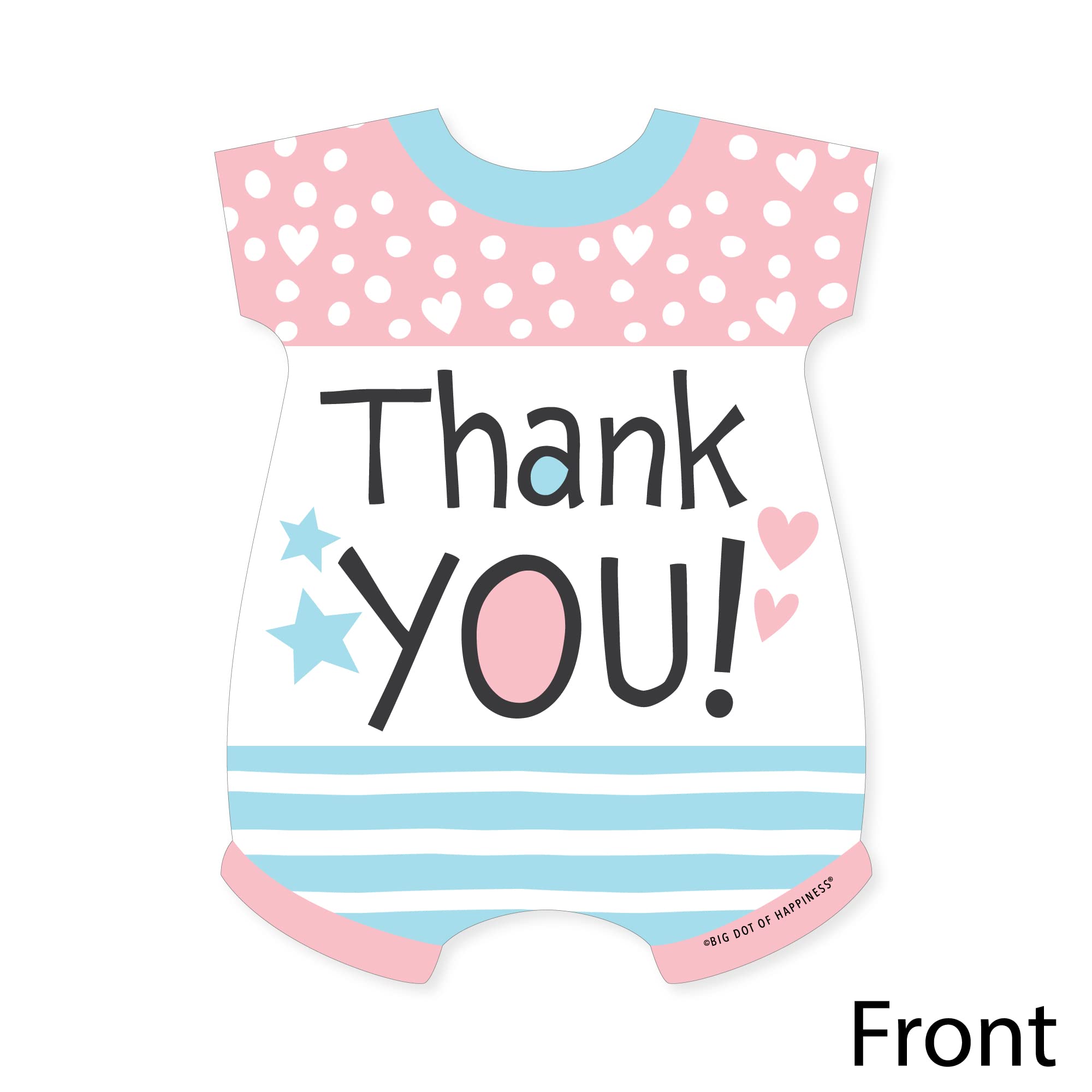 Big Dot of Happiness Baby Gender Reveal - Shaped Thank You Cards - Team Boy or Girl Party Thank You Note Cards with Envelopes - Set of 12