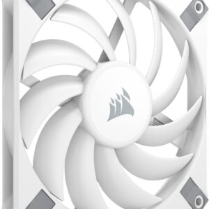 Corsair AF120 Slim, 120mm PWM Fluid Dynamic Bearing Fan (Thin Profile for Small-Form-Factor Cases, Low-Noise, Up to 2000 RPM, Zero RPM Mode Support, Universal 120x15mm Sizing) Single Pack, White