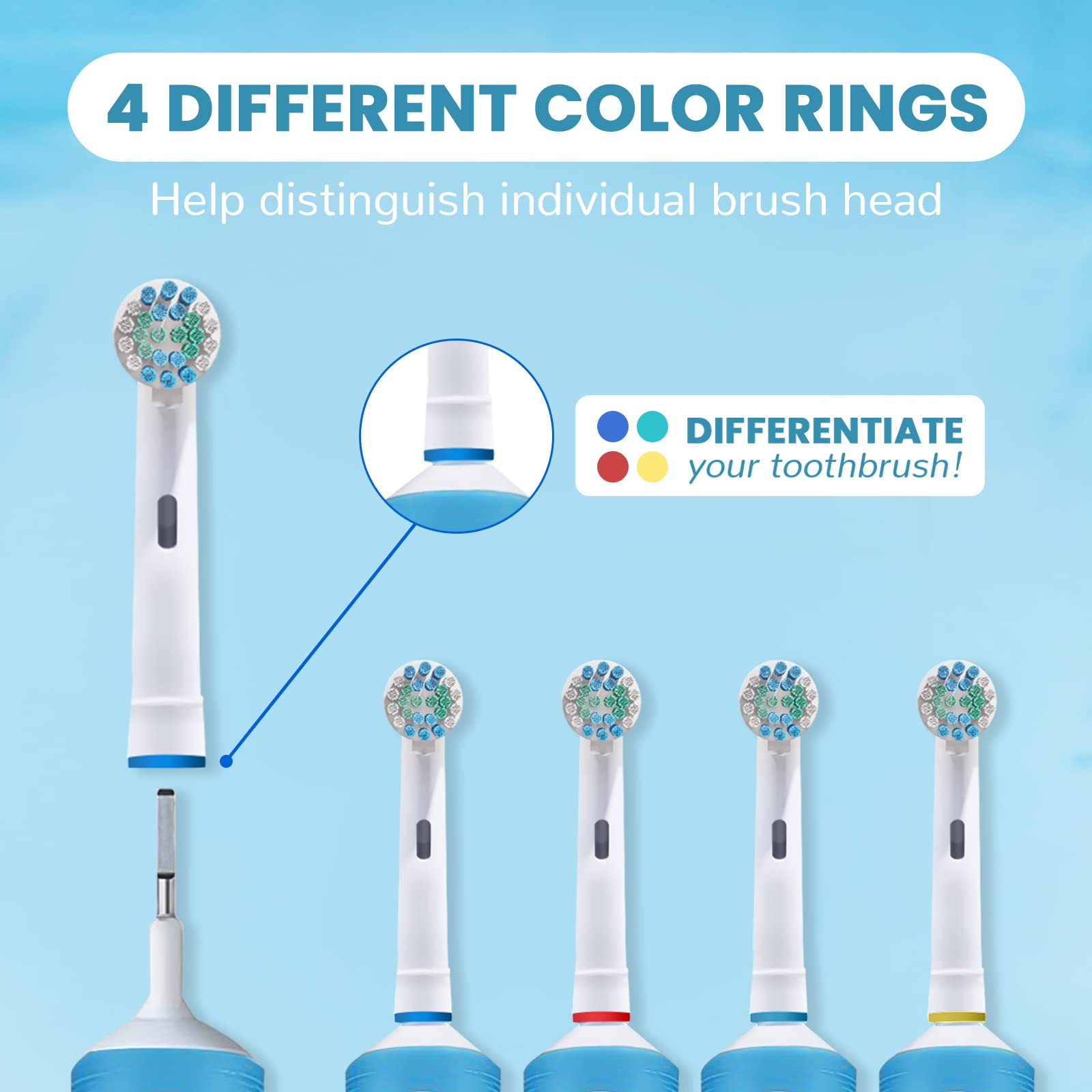 GENKENT 16 Pcs Replacement Toothbrush Heads Compatible with Oral B Braun, Electric Toothbrush Brush Heads Refills for Oral-B Action Pro 500/750/1000/1500/3000/3757/5000/7000/7500/8000