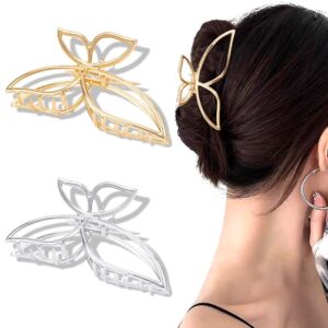 ahoney butterfly metal hair clips 4.3" gold non-slip cute fashion shark accessories for women (butterfly)