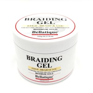 BELLATIQUE Professional Braiding Gel Maximum Hold Gel for All Hair Types (8.81 Oz) - No Flaking, No Whitening, Fast Drying, High Shine, Lasts Up to 48 Hrs