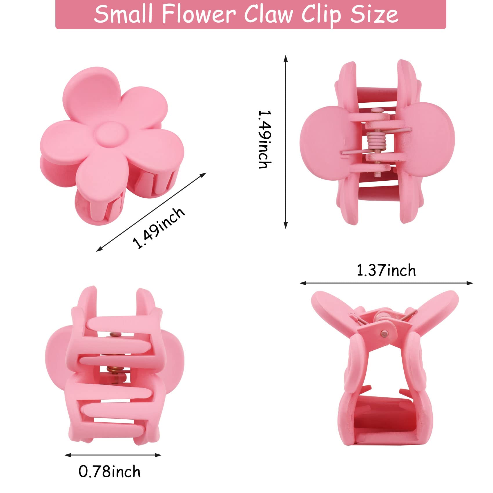 Cute Flower Claw Clips, 15 PCS 1.49 Inch Small Jaw Clips for Women Girls Thin/Medium/Thick Hair, 15 Colors Nonslip Strong Hold Clamps Catch Barrettes Hair Accessories