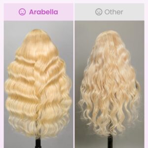 Arabella 613 Lace Front Wig Human Hair 13x4 Blonde Lace Front Wigs Human Hair 210% Density Body Wave 613 Frontal Wig Pre Plucked With Baby Hair (20inch, 613 13X4 body wave wig)