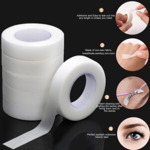 JASSINS 6 Rolls PE Eyelash Tape, Adhesive Fabric Eyelash Tapes, Adhesive Breathable Micropore Fabric Tape for Eyelash Extension Supply,9 m/10 Yard Each Roll (Transparent)