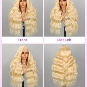 Arabella 613 Lace Front Wig Human Hair 13x4 Blonde Lace Front Wigs Human Hair 210% Density Body Wave 613 Frontal Wig Pre Plucked With Baby Hair (20inch, 613 13X4 body wave wig)