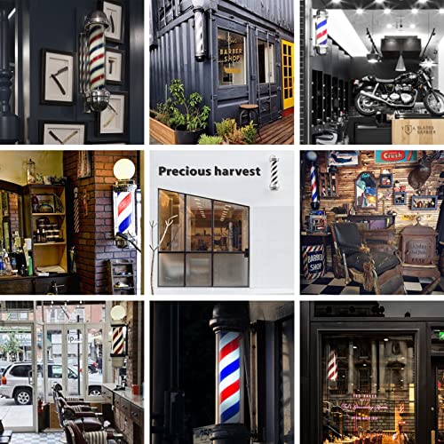 precious harvest Barber Pole 26.8 in,LED Light Source,Upper Luminous,Black and White Barbershop Rotating Light Fixture, Classic Signs for Hair Salon,Wall Mount