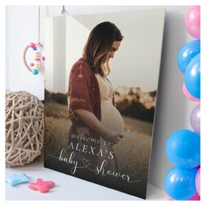 personalized baby shower welcome sign with photo - custom baby shower photograph signs - custom baby shower reception signs - upload your own photo (pvc board)