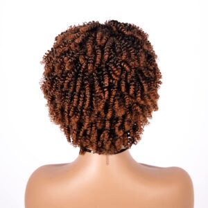 Unonet Short Afro Curly Wigs for Black Women, Soft Breatable Synthetic Curly Afro Wigs, Short Afro Wigs for Woman Cosplay Daily Party Use (1BT30)