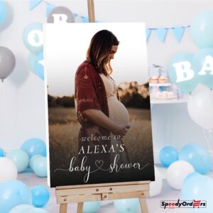 Personalized Baby Shower Welcome Sign with Photo - Custom Baby Shower Photograph Signs - Custom Baby Shower Reception Signs - Upload Your Own Photo (PVC Board)