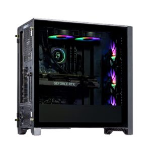 Velztorm Tentorix Custom PC Gaming Tower (240 mm AIO, AMD Ryzen 7 5800X3D 8-Core, GeForce RTX 3060 Ti 8GB, 32GB DDR4, 1TB PCIe SSD + 1TB HDD (3.5), AC WiFi, RGB Fans, 750W PSU, BT, Win 10P) VELZ0057