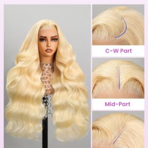 Arabella 613 Lace Front Wig Human Hair 13x4 Blonde Lace Front Wigs Human Hair 210% Density Body Wave 613 Frontal Wig Pre Plucked With Baby Hair (20inch, 613 13X4 body wave wig)