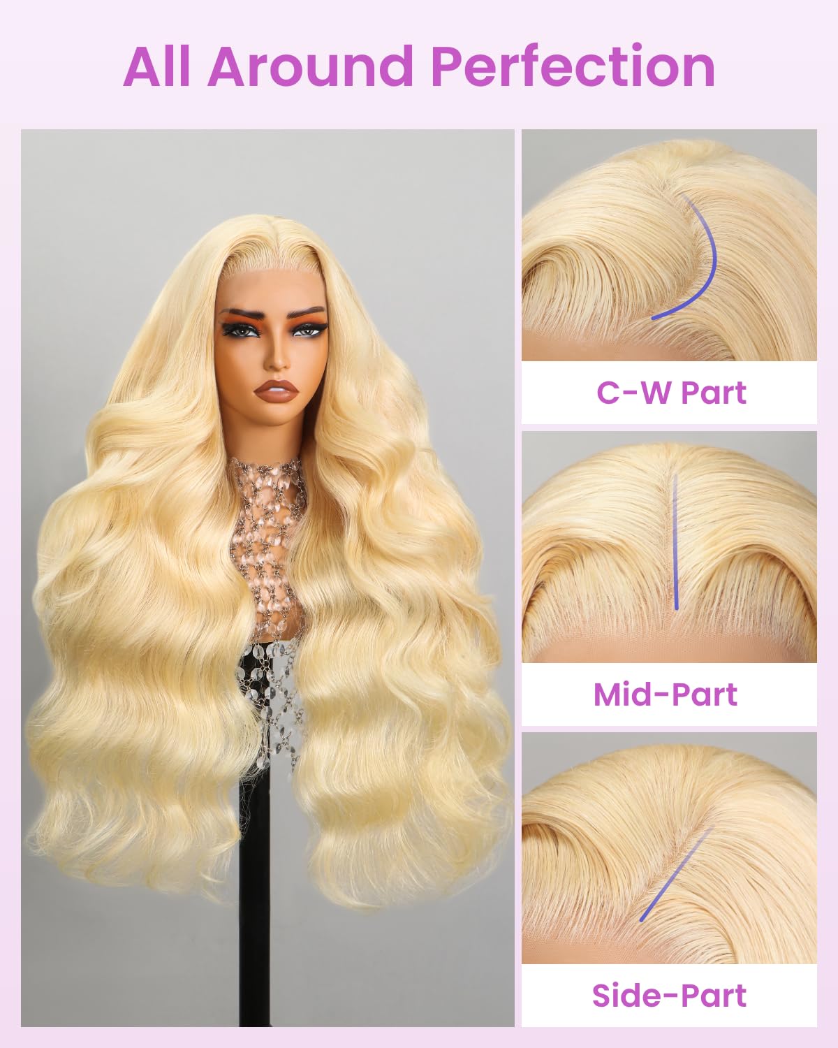 Arabella 613 Lace Front Wig Human Hair 13x4 Blonde Lace Front Wigs Human Hair 210% Density Body Wave 613 Frontal Wig Pre Plucked With Baby Hair (20inch, 613 13X4 body wave wig)